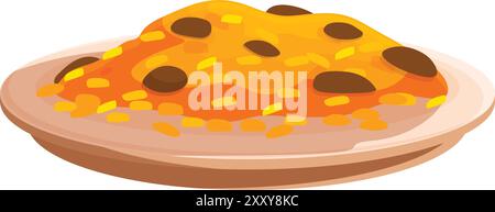 Delizioso pilaf steso sul piatto, piatto tradizionale della cucina orientale Illustrazione Vettoriale