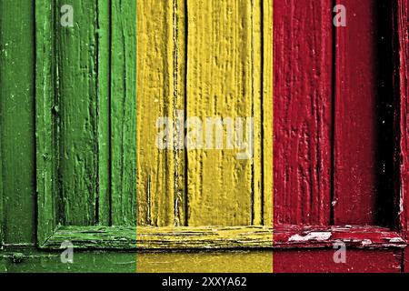 Bandiera del Mali dipinta su telaio in legno Foto Stock