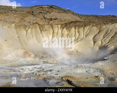 Campo solfatar di Seltun nel sistema vulcanico Krysuvik nel sud della penisola di Reykjanes in Islanda Foto Stock