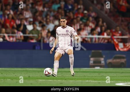 Madrid, Spagna. 25 agosto 2024. Miguel Gutierrez (Girona) calcio: Partita spagnola "LaLiga EA Sports" tra il Club Atletico de Madrid 3-0 Girona FC all'Estadio Civitas Metropolitano di Madrid, Spagna. Crediti: Mutsu Kawamori/AFLO/Alamy Live News Foto Stock