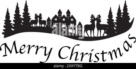 Illustrazione vettoriale di buon Natale, design della t-shirt natalizia, disegni delle linee di buon Natale Illustrazione Vettoriale