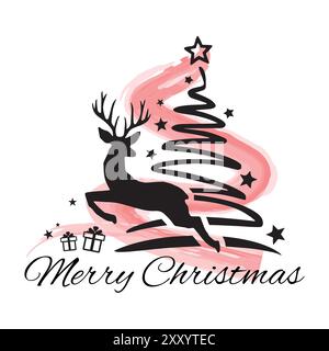 Illustrazione vettoriale di buon Natale, design della t-shirt natalizia, disegni delle linee di buon Natale Illustrazione Vettoriale