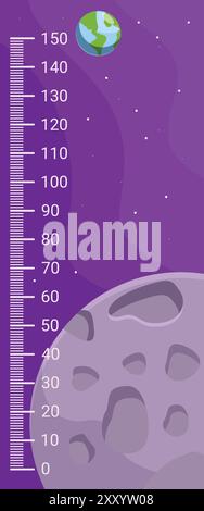 Strumento di misurazione cartoon per la tabella dell'altezza dello spazio per il design degli interni della stanza dei bambini Illustrazione Vettoriale