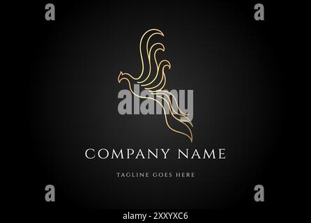 Elegante design Vector Golden Flying Phoenix Bird con logo Illustrazione Vettoriale