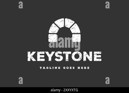 Rustico semplice minimalista Keystone Canal Brick Bridge o Waterway Logo Design Vector Illustrazione Vettoriale