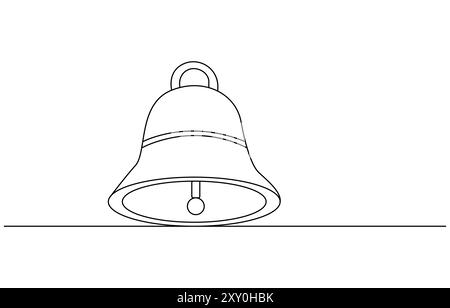 Icona Bell Editable Continuous Line (linea continua modificabile), Christmas Bells with Bow Thin One Line (campanelli natalizi con arco) Illustrazione Vettoriale