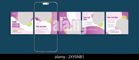 post carosello di social media, pacchetto di annunci di marketing aziendale aziendale Illustrazione Vettoriale