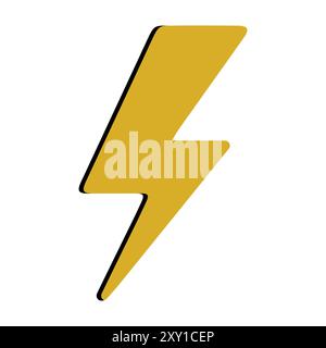 Icona flash fulmine al neon. Icone dei fulmini. Simbolo del bullone con tuono al neon, scarica elettrica Illustrazione Vettoriale