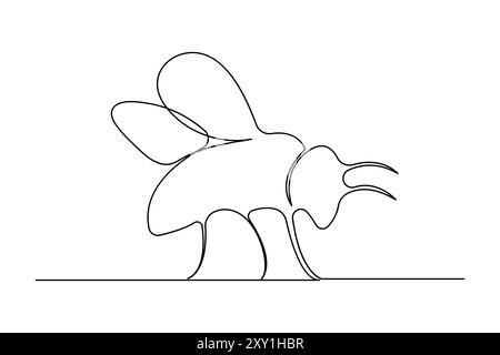 Bee One line art e Continuous single line isolate Outline Vector icon Illustrazione Vettoriale