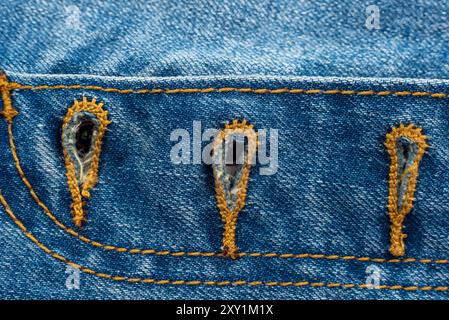 Texture jeans con cuciture primi piani. Sfondo denim. Cucitura Foto Stock
