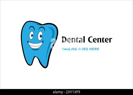 Personaggio di cartone animato per mascherina Blue Tooth Dent per Dental Clinic Logo Design Vector Illustrazione Vettoriale