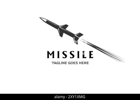 Rétro Vintage Flying Missile Rocket Weapon Bomb per Force Army Military War Logo Design Vector Illustrazione Vettoriale