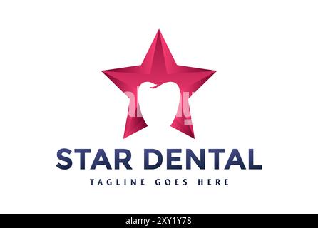 Moderno e colorato dente Star per dentista o dentista Logo Design Vector Illustrazione Vettoriale