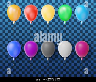 Set 3D di palloncino isolato Illustrazione Vettoriale
