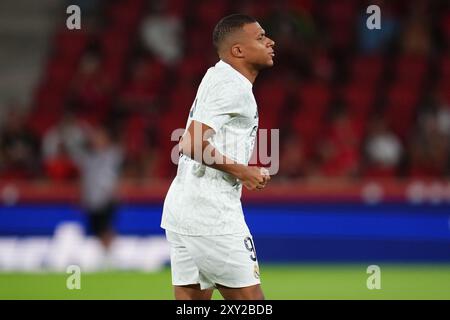 Mallorca, Spagna. 20 agosto 2024. Kylian Mbappe del Real Madrid durante la Liga EA Sports match tra RCD Mallorca e Real Madrid giocato allo stadio Son Moix il 18 agosto 2024 a Maiorca, Spagna. (Foto di Bagu Blanco/PRESSINPHOTO) credito: PRESSINPHOTO SPORTS AGENCY/Alamy Live News Foto Stock