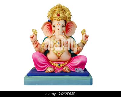 Foto di Lord ganapati Idol, Happy Ganesh Chaturthi , Ganpati ritaglio su uno sfondo bellissimo. Foto Stock