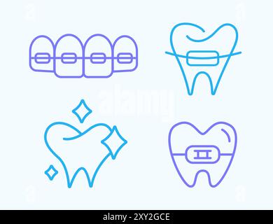 Moderno logo dentista apparecchi dentali icona clinica di cura Illustrazione Vettoriale