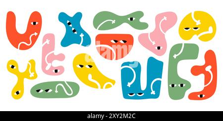 Set di personaggi simpatici e astratti Illustrazione Vettoriale