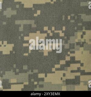 Camouflage universale uniforme da combattimento militare camo digitale ACU militare USA primo piano macro dettagliato grande sfondo verticale con trama in tessuto ripstop Foto Stock