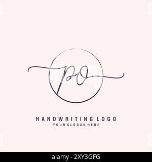 Logo PO Letter minimal moderno Illustrazione Vettoriale