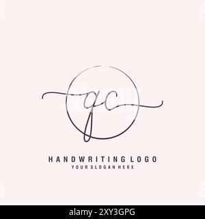 Logo QC Letter minimal moderno Illustrazione Vettoriale