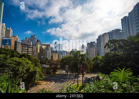 Vista dello skyline di São Paolo da Avenida Paulista vicino a MASP - São Paulo, Brasile Foto Stock