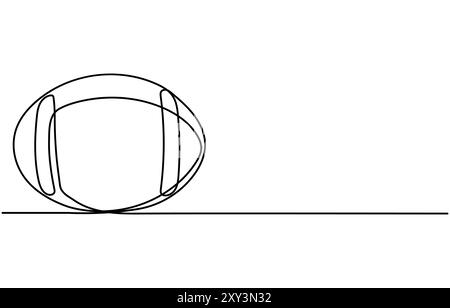 Football americano con una linea disegnata, una linea continua che disegna palla da football americano. Concetto di pallone sportivo, pallone da football americano Illustrazione Vettoriale