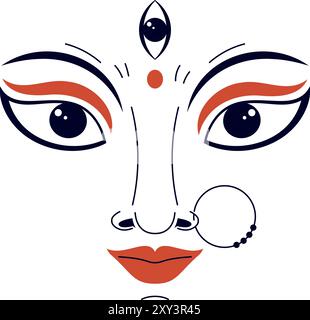 la dea durga affronta happy navratri Illustrazione Vettoriale