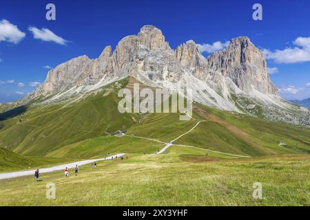 Vista sul Gruppo del Sasso Lungo delle Dolomiti Foto Stock