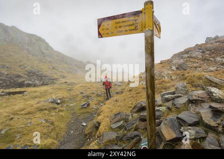 Collado de la Escaleta, Artiga de Lin, Valle dell'Aran, catena montuosa dei Pirenei, Lleida, Catalogna, Spagna, Europa Foto Stock