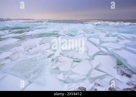 Frammenti di ghiaccio su IJsselmeer in inverno, Paesi Bassi Foto Stock