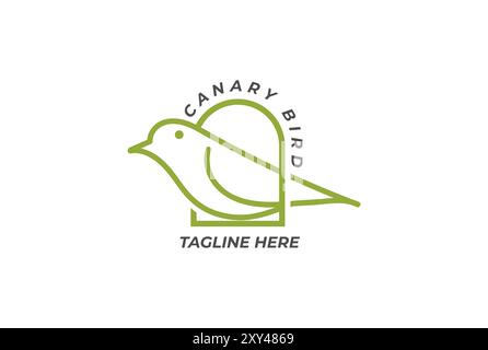 Semplice design minimalista canarino Robin Bird Line art Style Logo Vector Illustrazione Vettoriale