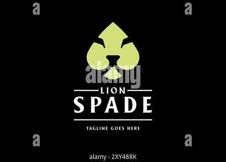 Pala da pala a cucchiaio per il viso Tiger Lion semplice e minimalista per giochi di poker Sport Logo Design Vector Illustrazione Vettoriale