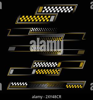 Decalcomanie bianche e gialle sportive da corsa Illustrazione Vettoriale