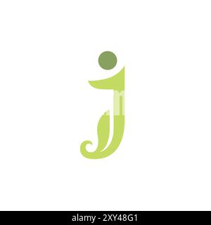 Design logo Letter J LEAF People Illustrazione Vettoriale