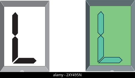 Illustrazione del disegno del vettore L del carattere delle maiuscole iniziali digitali artistici Illustrazione Vettoriale