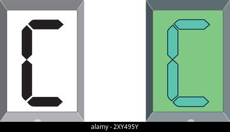 Illustrazione del disegno vettoriale C del carattere delle maiuscole iniziali digitali ART Illustrazione Vettoriale