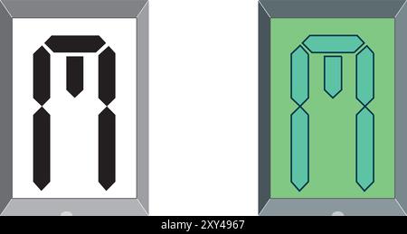 Illustrazione del disegno vettoriale M del carattere delle maiuscole iniziali digitali Art Illustrazione Vettoriale