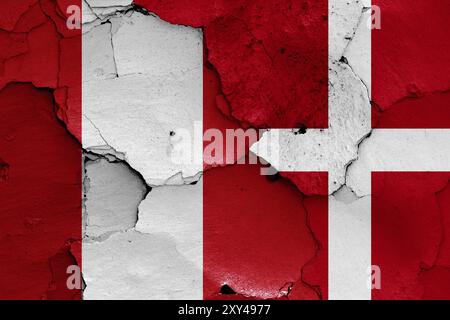 Bandiere del Perù e della Danimarca Foto Stock