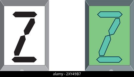 Illustrazione del disegno del vettore Z della lettera maiuscola del carattere iniziale di Art Digital Caps Illustrazione Vettoriale