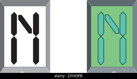 Illustrazione del disegno vettoriale Art Digital Initial Caps font lettera maiuscola N. Illustrazione Vettoriale