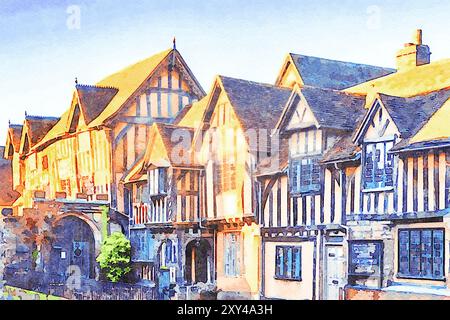 Warwick, Regno Unito - Lord Leycester Hospital, una collezione di edifici costruiti tra il XIII e il XVII secolo, è un ente di beneficenza per... Foto Stock