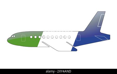 La bandiera della Sierra Leone dipinta sulla sagoma di un aereo. illustrazione lucida Foto Stock