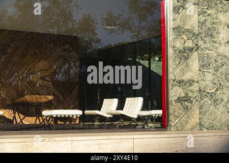 Il Padiglione di Barcellona di Mies van der Rohe a Barcellona, Spagna, Europa Foto Stock