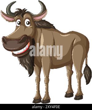 Felice GNU con un grande sorriso Illustrazione Vettoriale