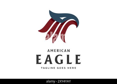 Design semplice e minimalista American Eagle Hawk Falcon Head con logo Vector Illustrazione Vettoriale