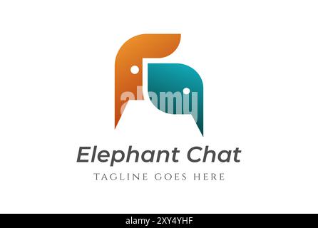 Design moderno, semplice e minimalista con logo Elephant Chat Illustrazione Vettoriale