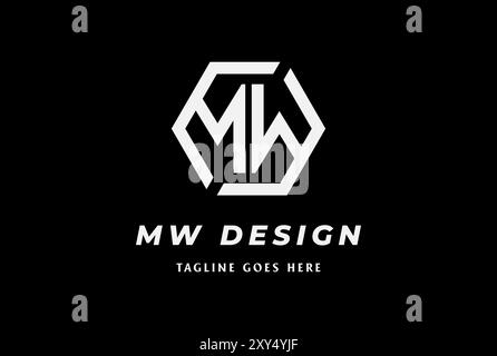 Iniziali monogramma MW WM Letter M W Logo esagonale Design Vector Illustrazione Vettoriale