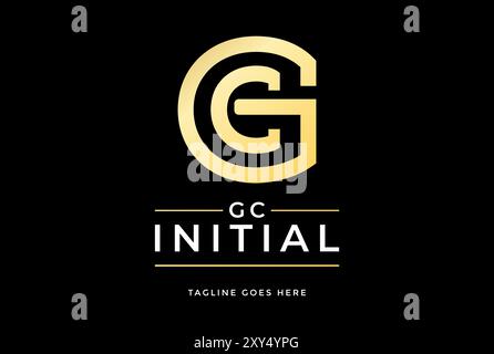 Lettera iniziale Golden Luxury GC CG Logo Design Vector Illustrazione Vettoriale