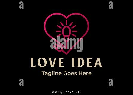 Lampadina per cavi elettrica Love Heart semplice e minimalista per idea Innovation Logo Design Vector Illustrazione Vettoriale